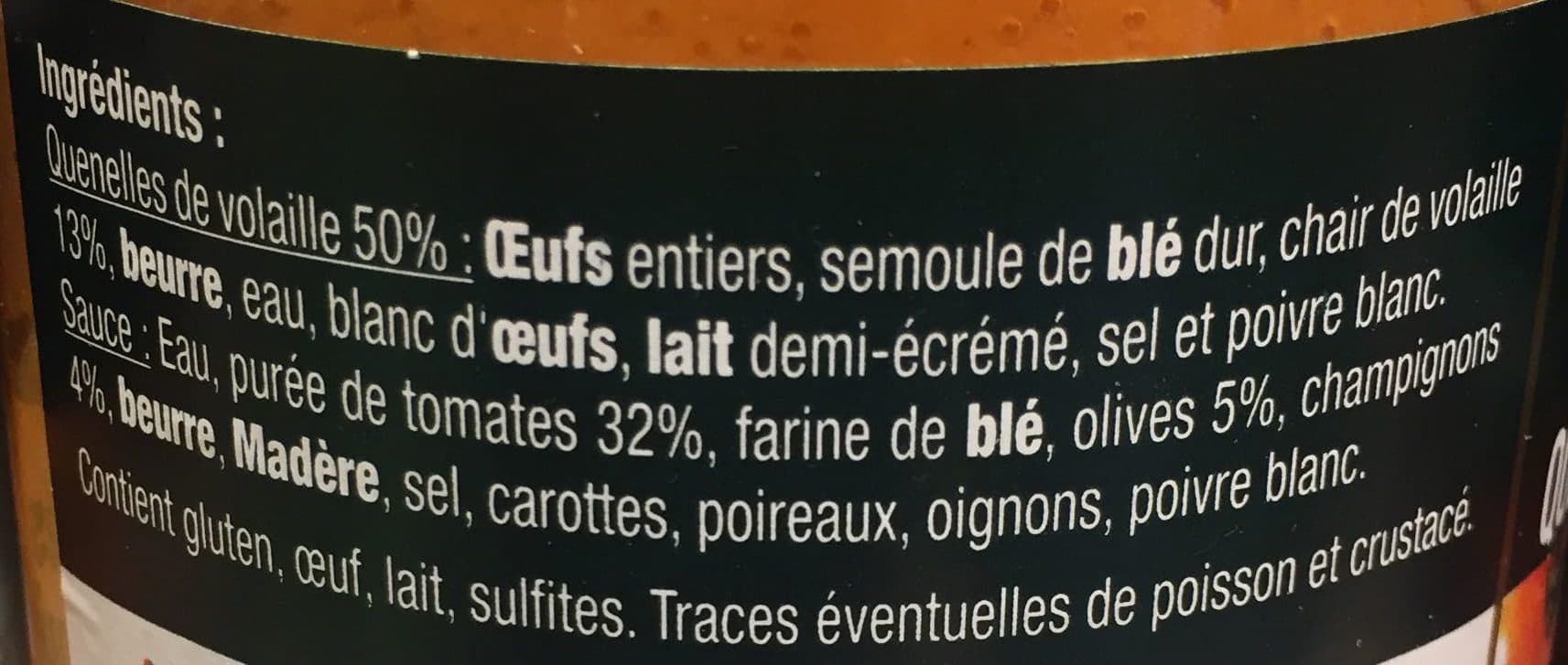 Maison Malartre Quenelles de Volaille Sauce Financière packshot