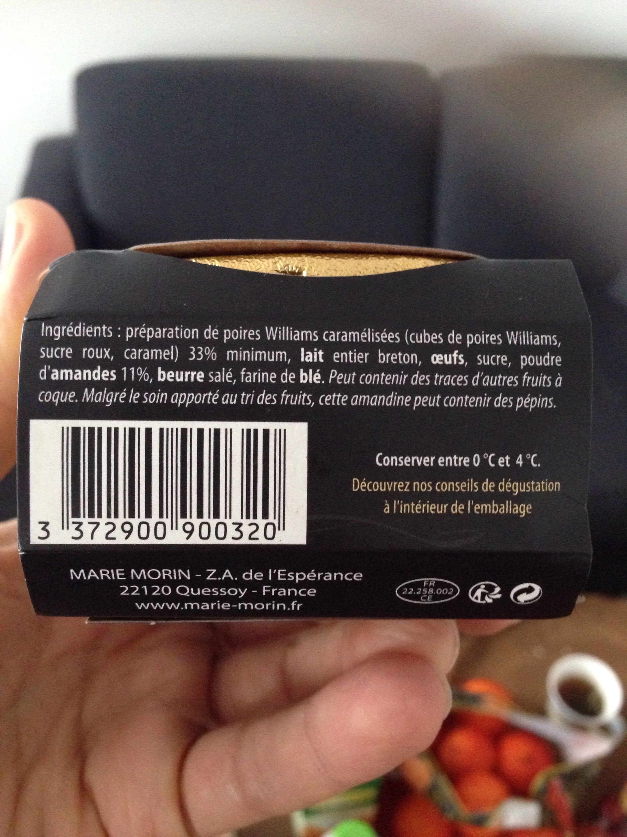 Marie morin Amandine aux Poires caramélisées packshot