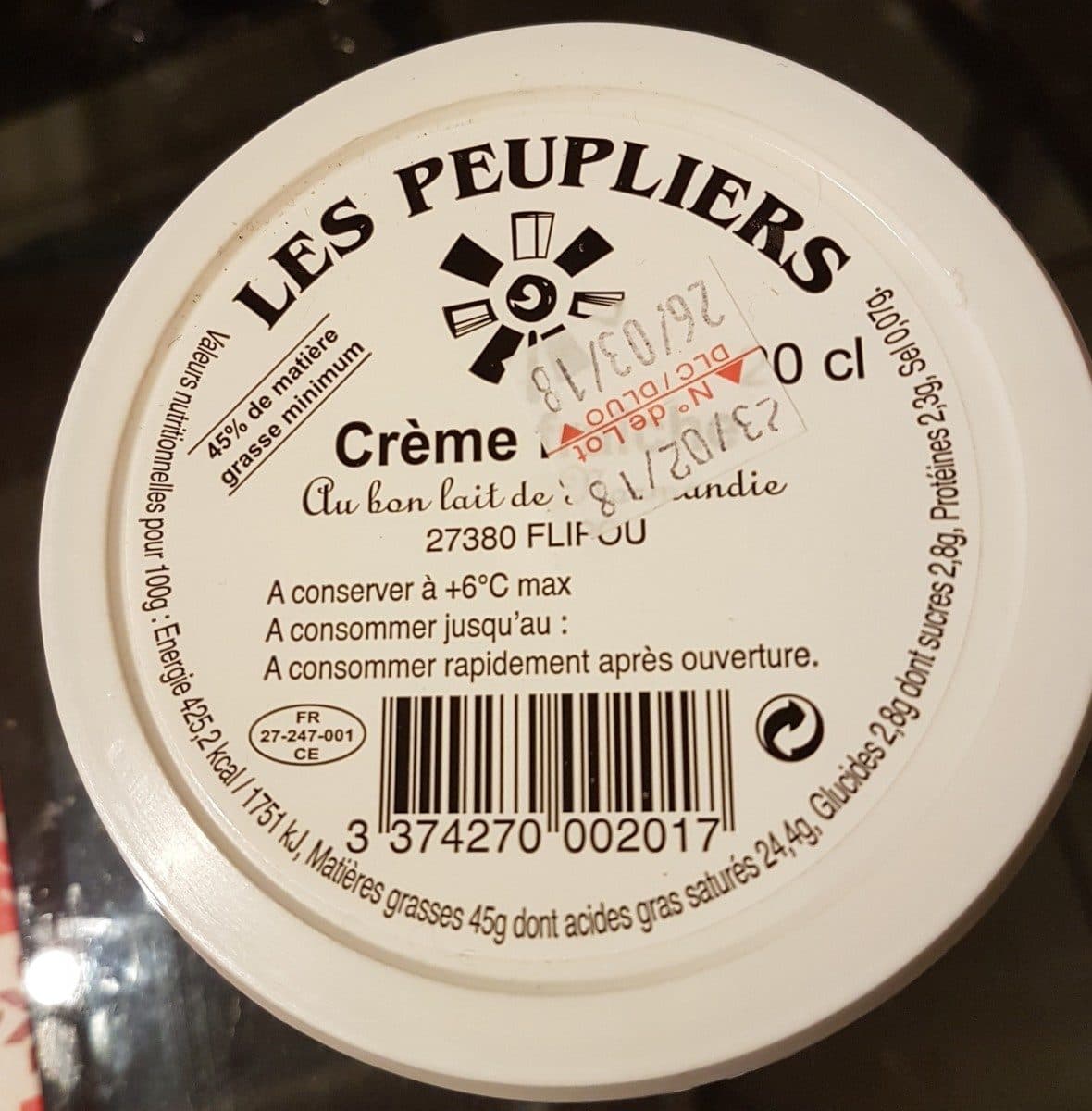 Les Peupliers Crème fraîche packshot