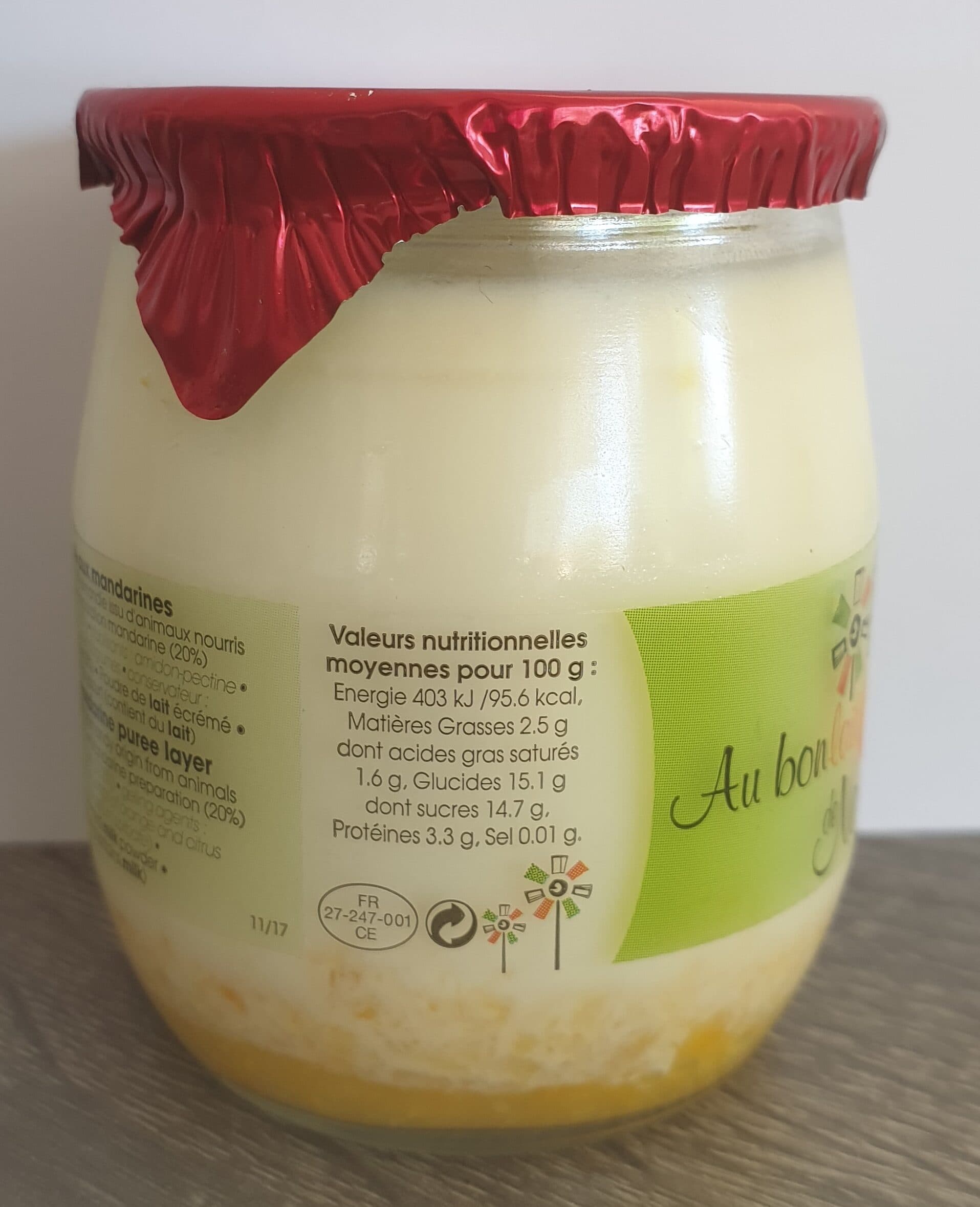 La ferme des peupliers Yaourt sucré aux mandarines packshot