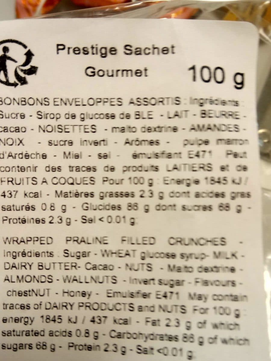 Open Food Facts SAchet bonbons prestige 100 grammes packshot
