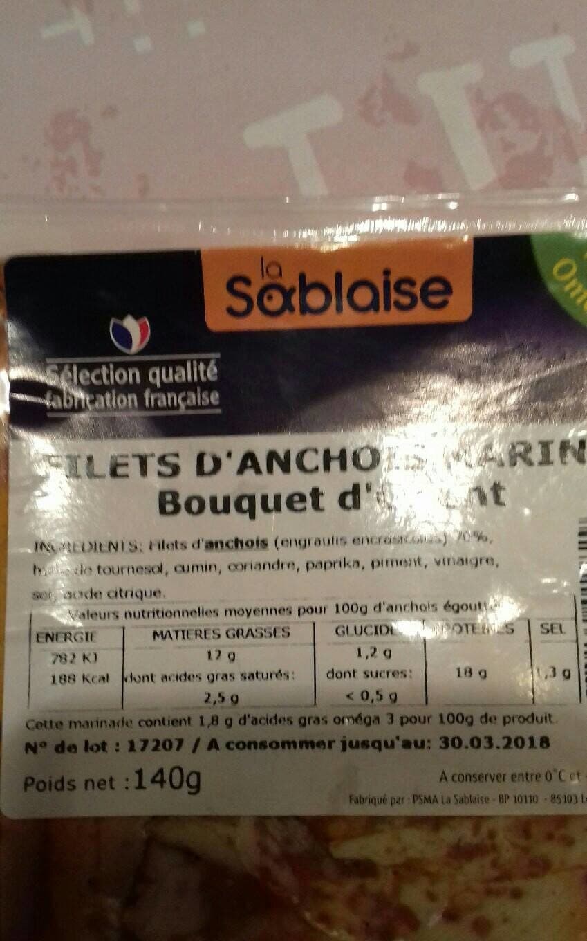 La Sablaise Filets d'anchois marinés bouquet d'orient packshot