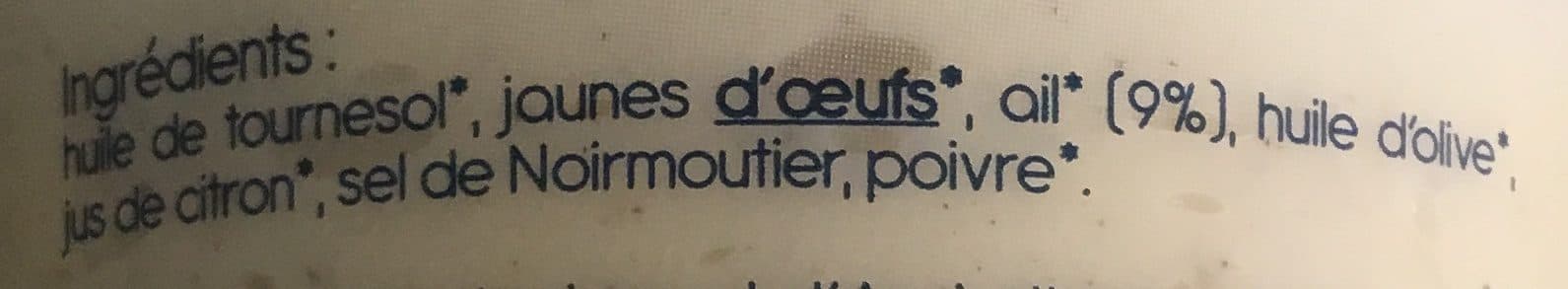 La Sablaise Sauce aïoli authentique bio LA SABLAISE packshot
