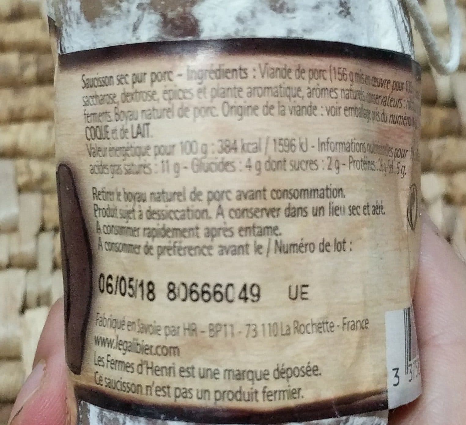 Galibier Véritable Saucisson sec nature packshot