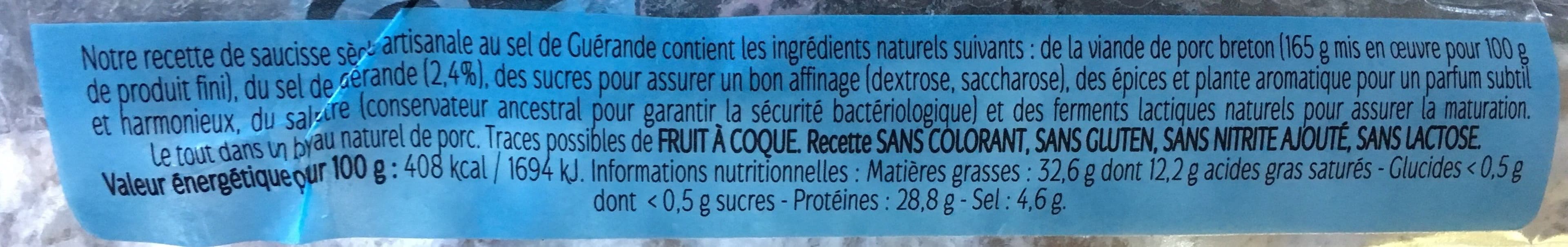 p'tit breizh Saucisse Droite Artisanale au sel de Guérande packshot