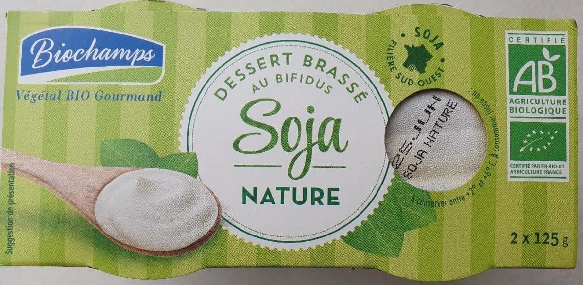 Biochamps Soja nature dessert brassé au bifidus packshot