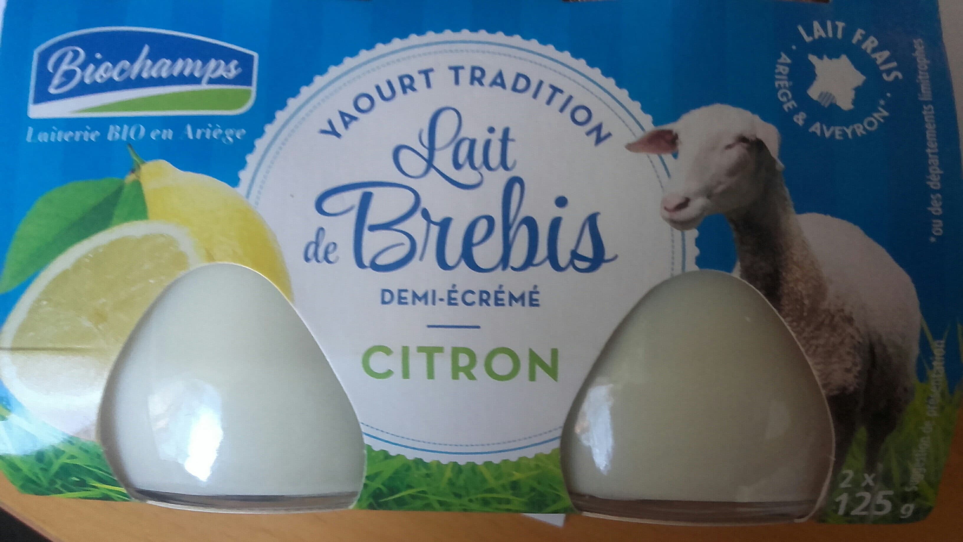 Biochamps Yaourt De Brebis Citron packshot