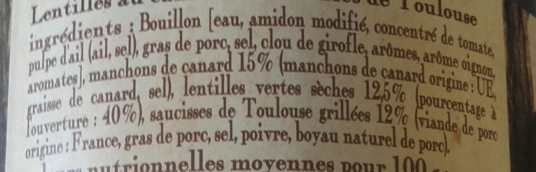 Maison riviere Les lentilles au confit de canard et saucisses de Toulouse packshot