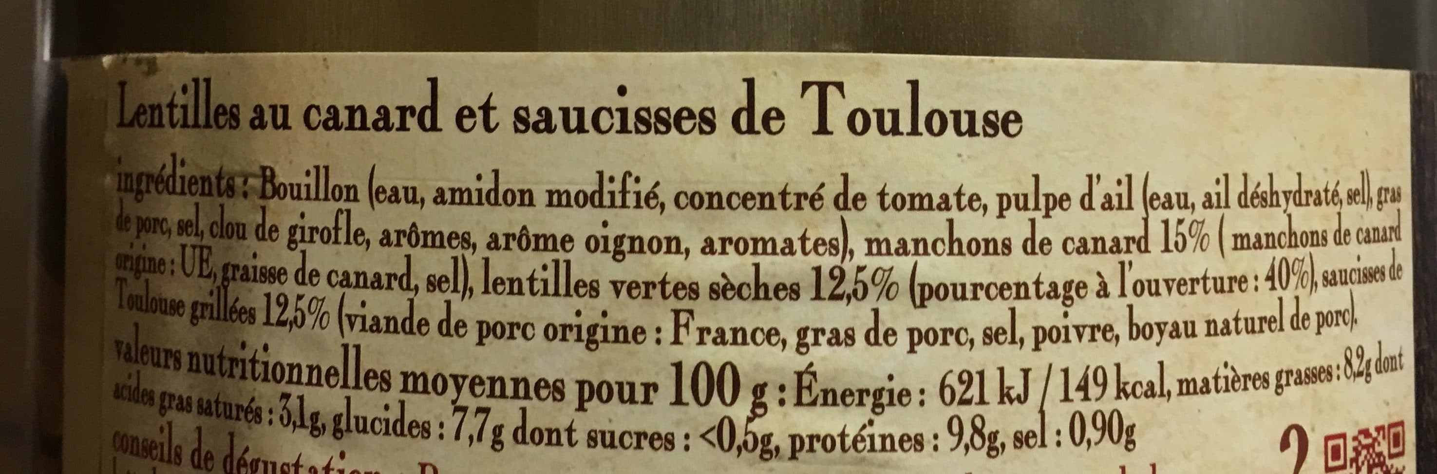 Maison Rivière Lentilles au confot de canard et saucisses de Toulouse packshot