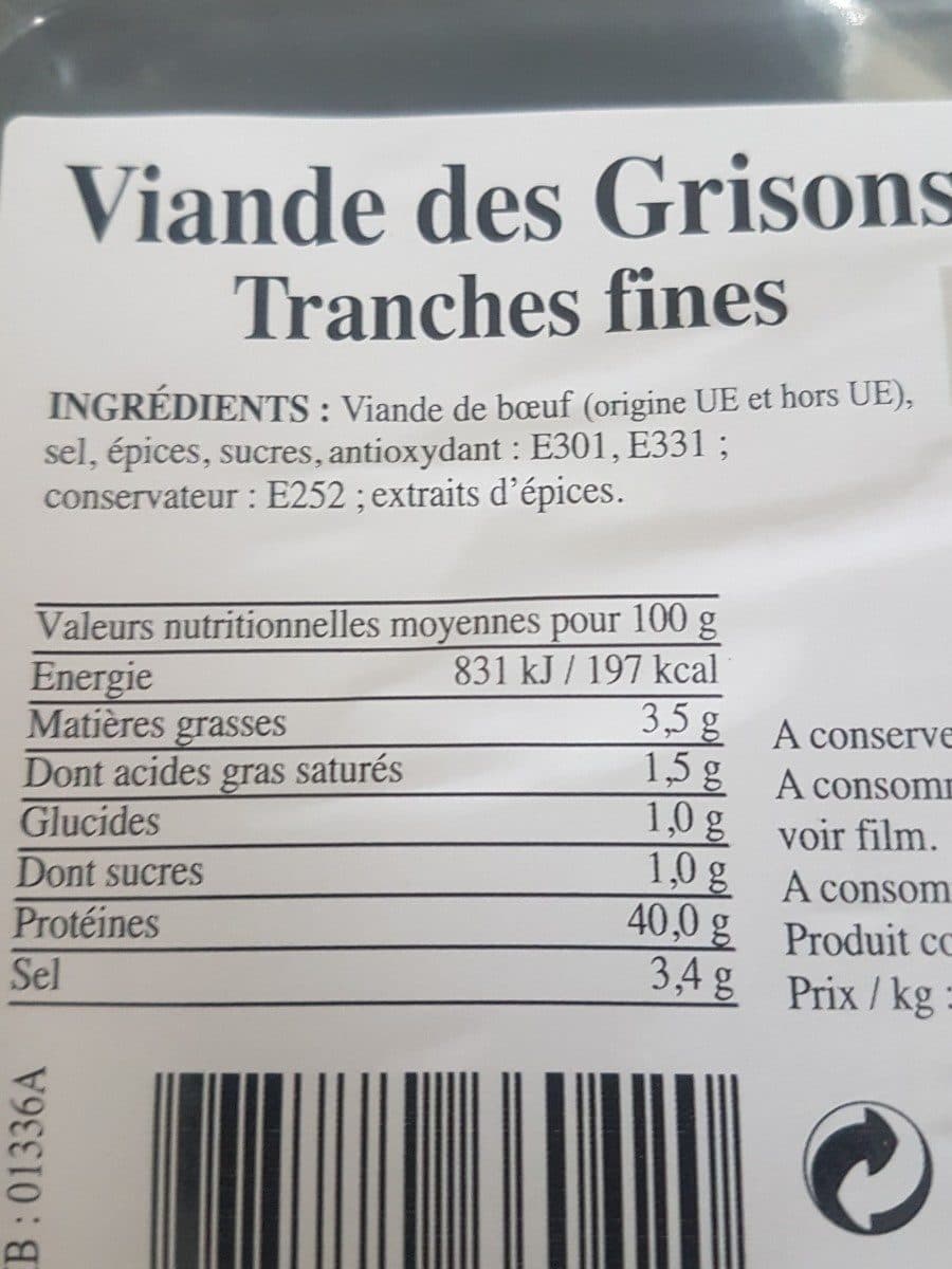 Open Food Facts Viande des grisons packshot