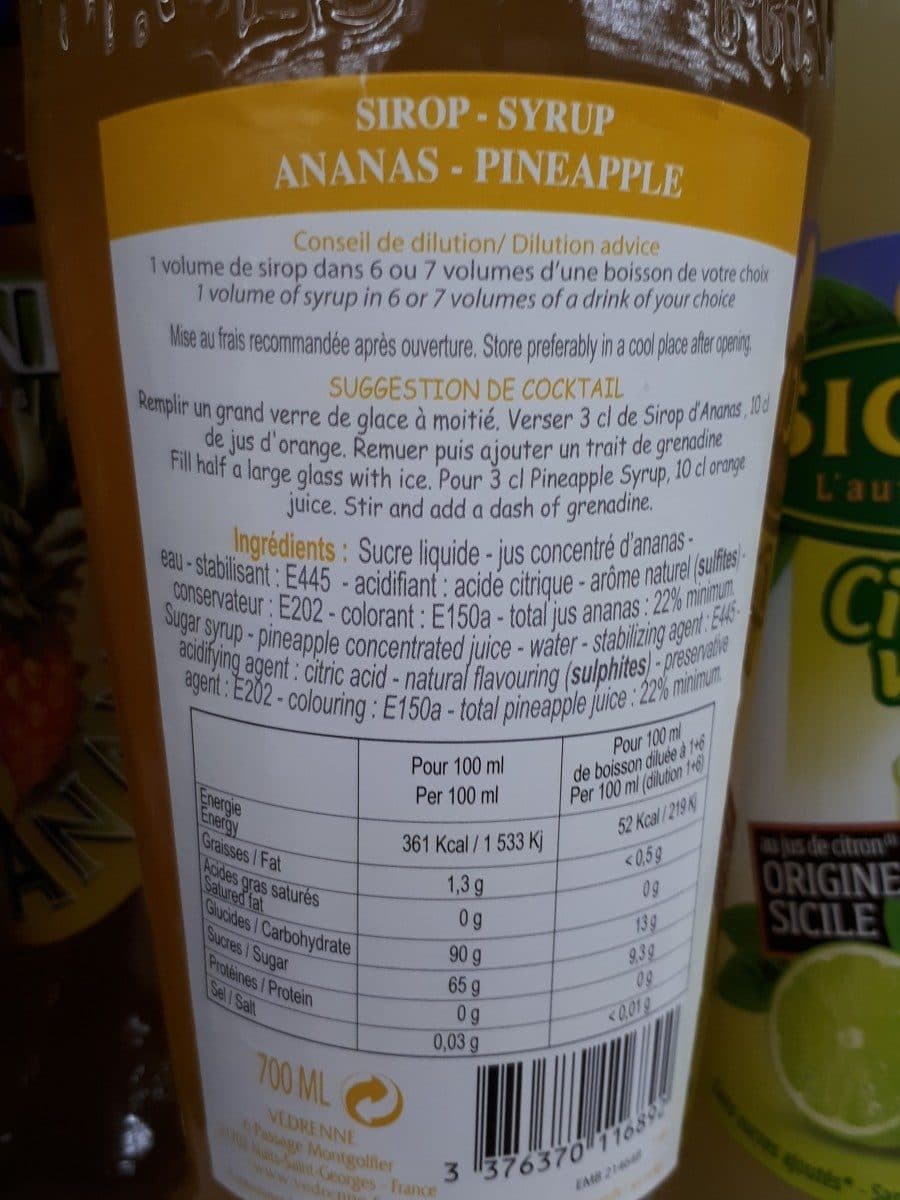 Vedrenne Sirop D'ananas Vedrenne - 70 CL packshot