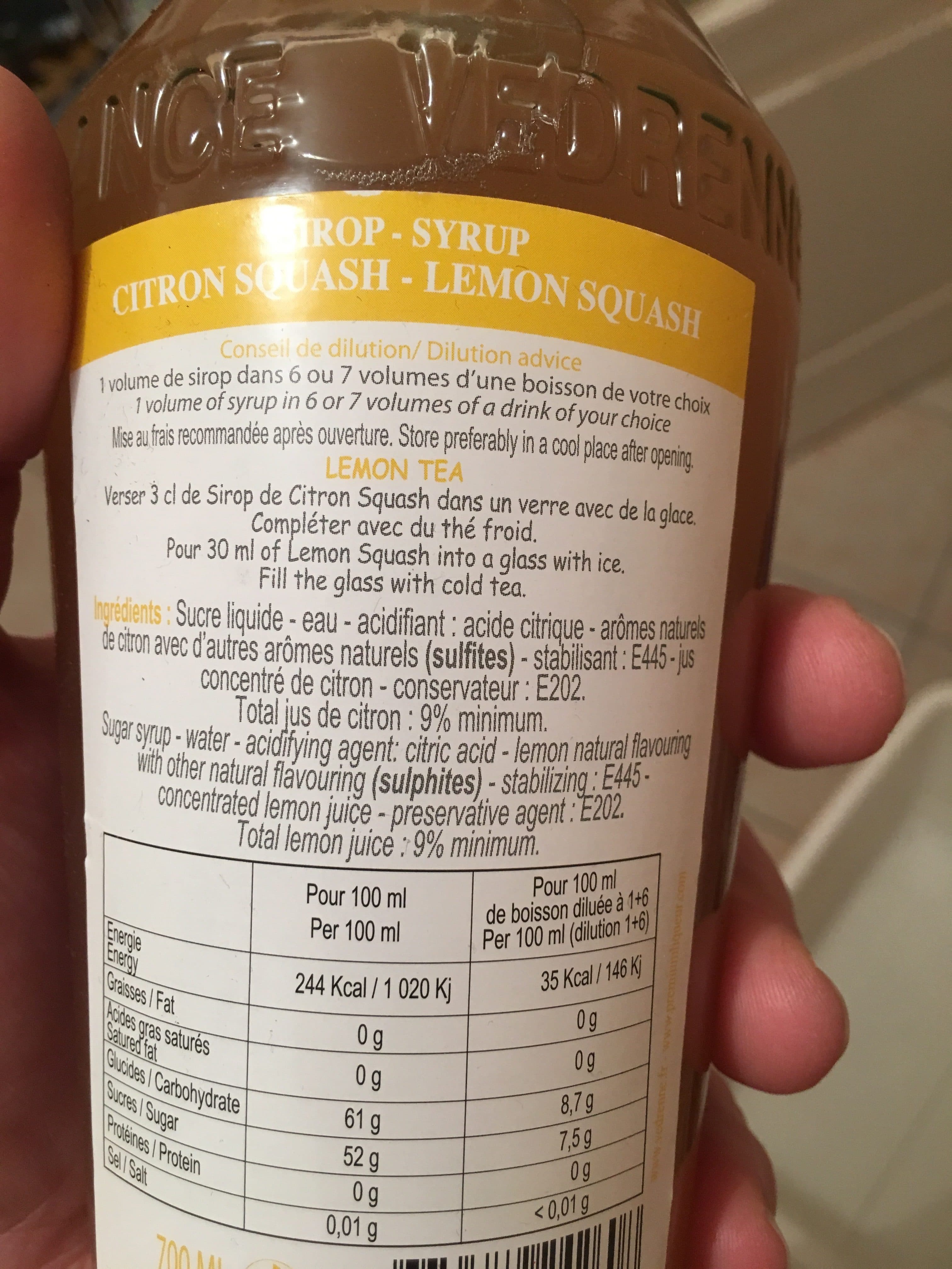 Vedrenne Sirop De Citron Squash Vedrenne - 70 CL packshot