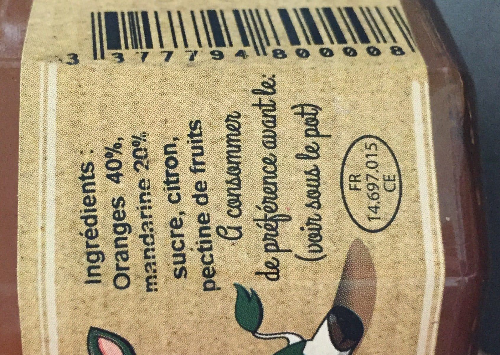 Open Food Facts Confiture orange mandarine packshot