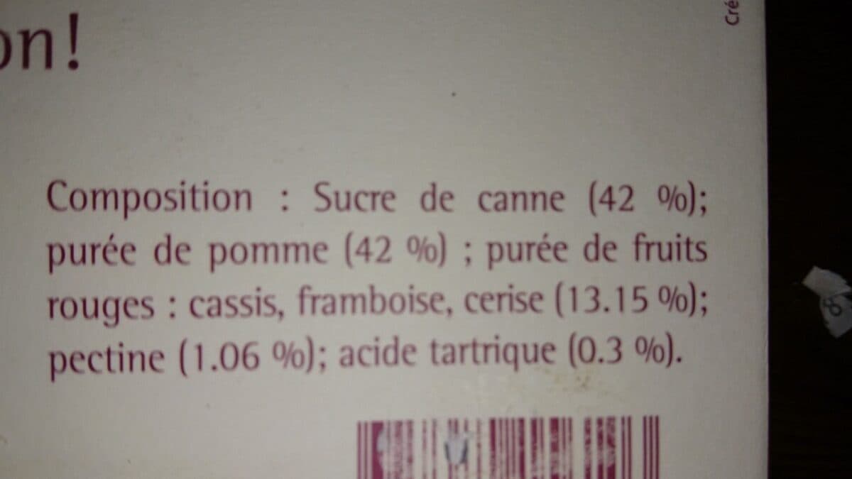 Open Food Facts Pâtes de fruit aux fruits rouges packshot