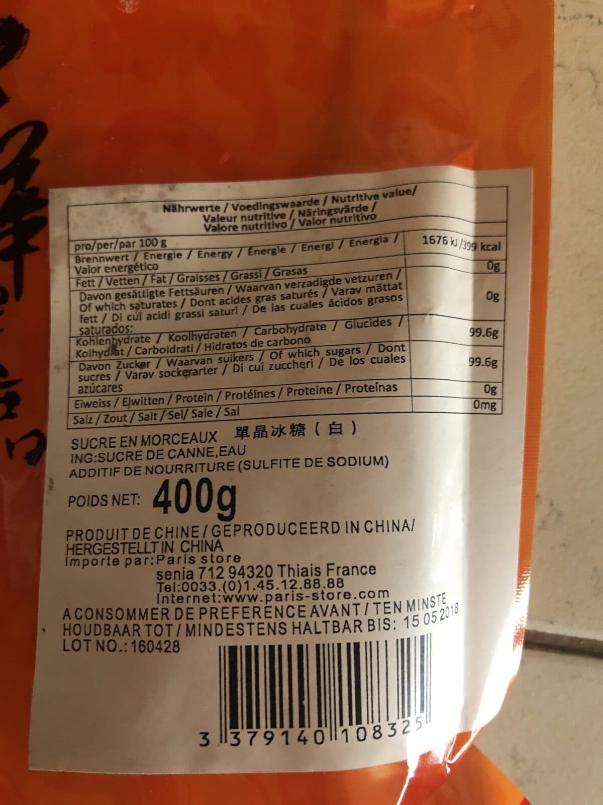 Paris Store Sucre Blanc Morceau 400G packshot