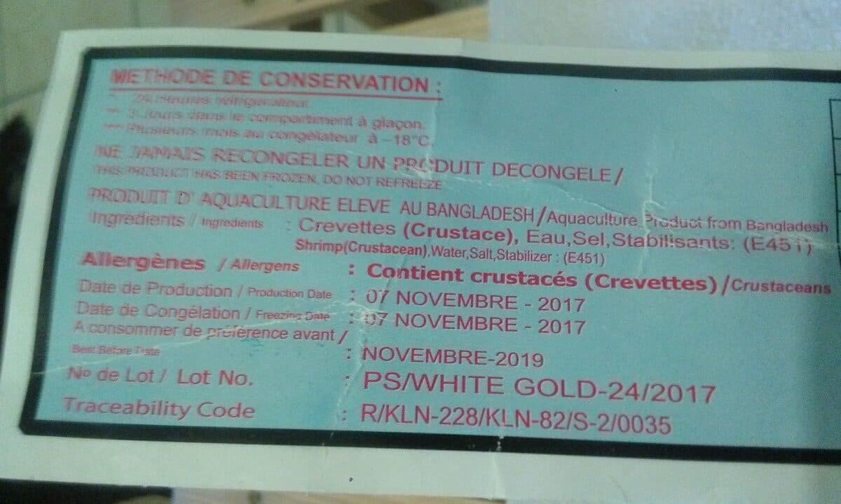 Open Food Facts Queue de crevettes (Black Tiger) Penaeus monodon packshot