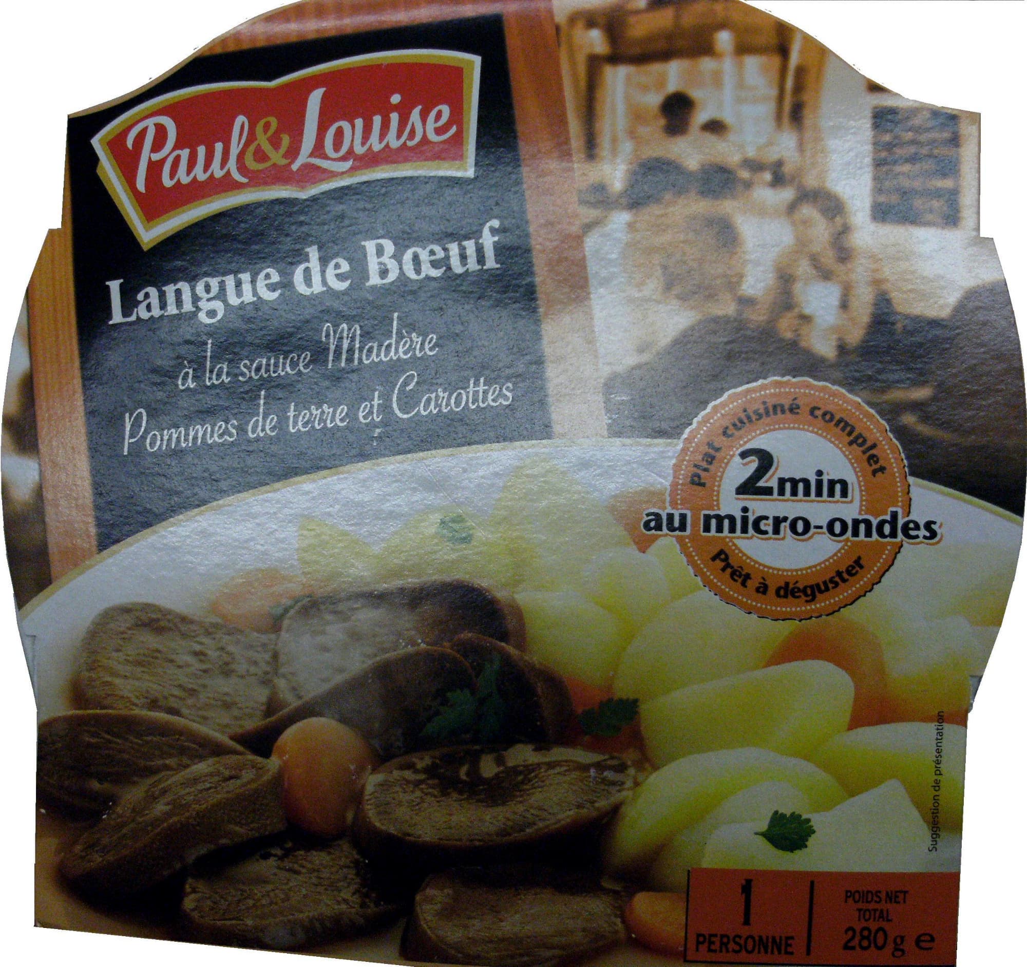 Paul & Louise Langue de bœuf à la sauce Madère, Pommes de terre et Carottes packshot