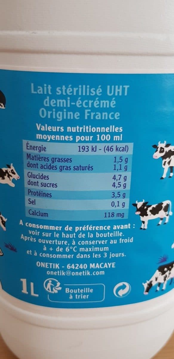 Open Food Facts Lait Pyrénées UHT demi-écrémé packshot