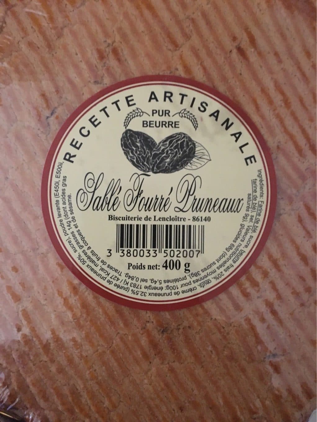 Biscuiterie de Lencloître Sable Fourre Pruneaux packshot