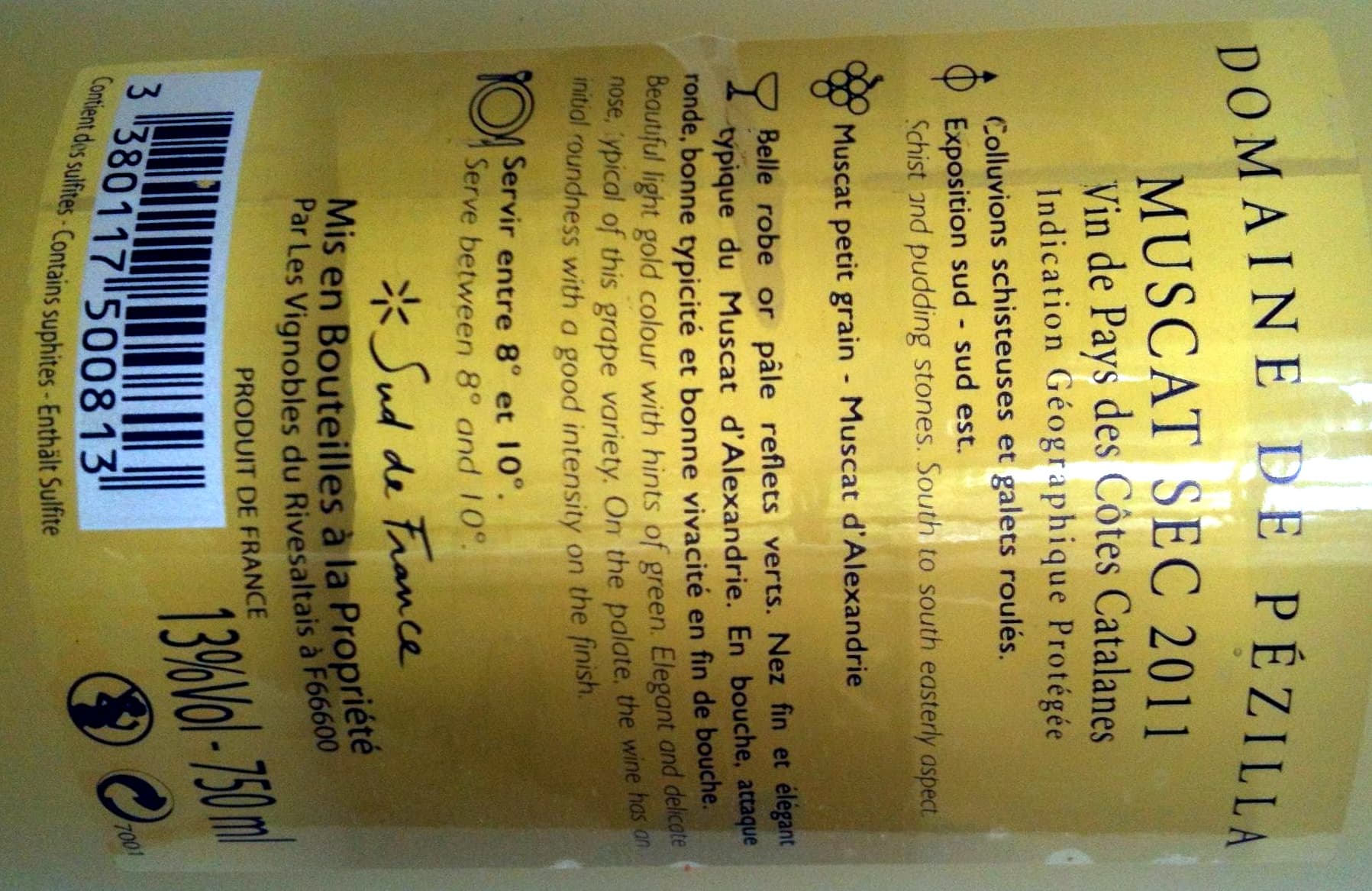 Domaine Pezilla Muscat sec Pezilla packshot