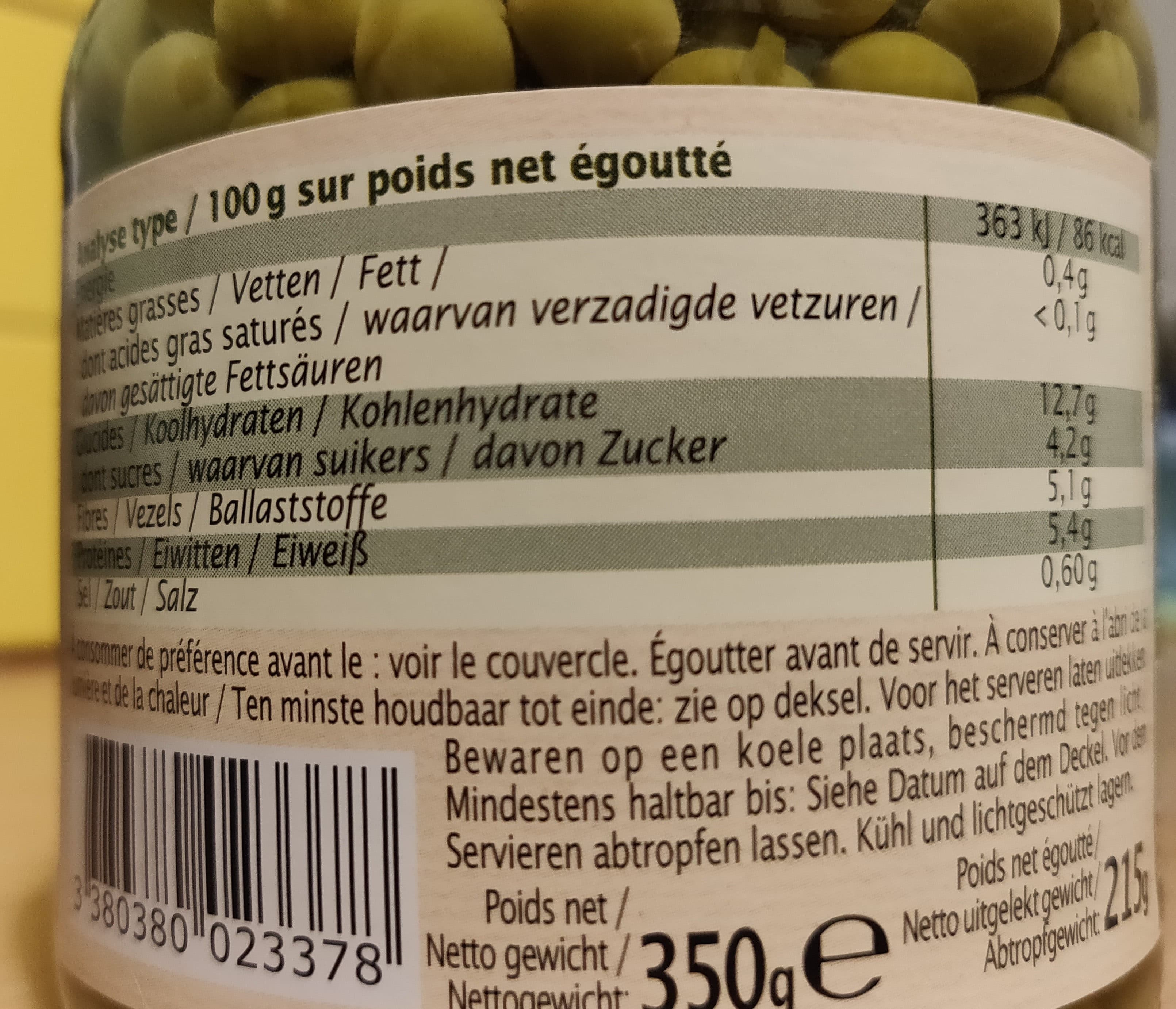 Primeal Petits pois, bio packshot