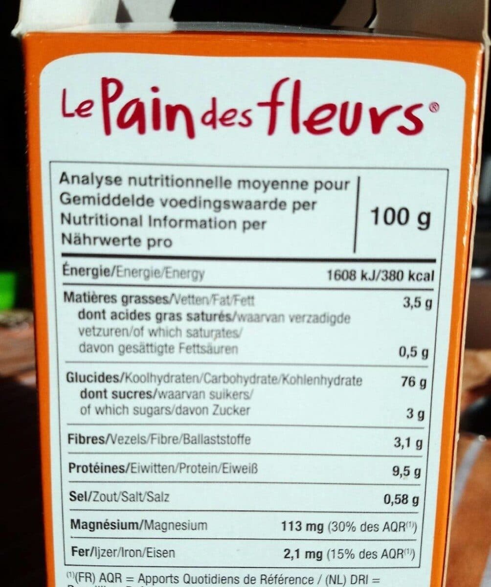 Le Pain des fleurs Tartines craquantes bio au Quinoa sans gluten packshot