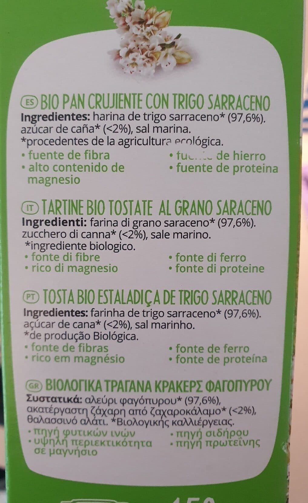 Le Pain des Fleurs Pan ecológico crujiente de trigo sarraceno sin gluten packshot