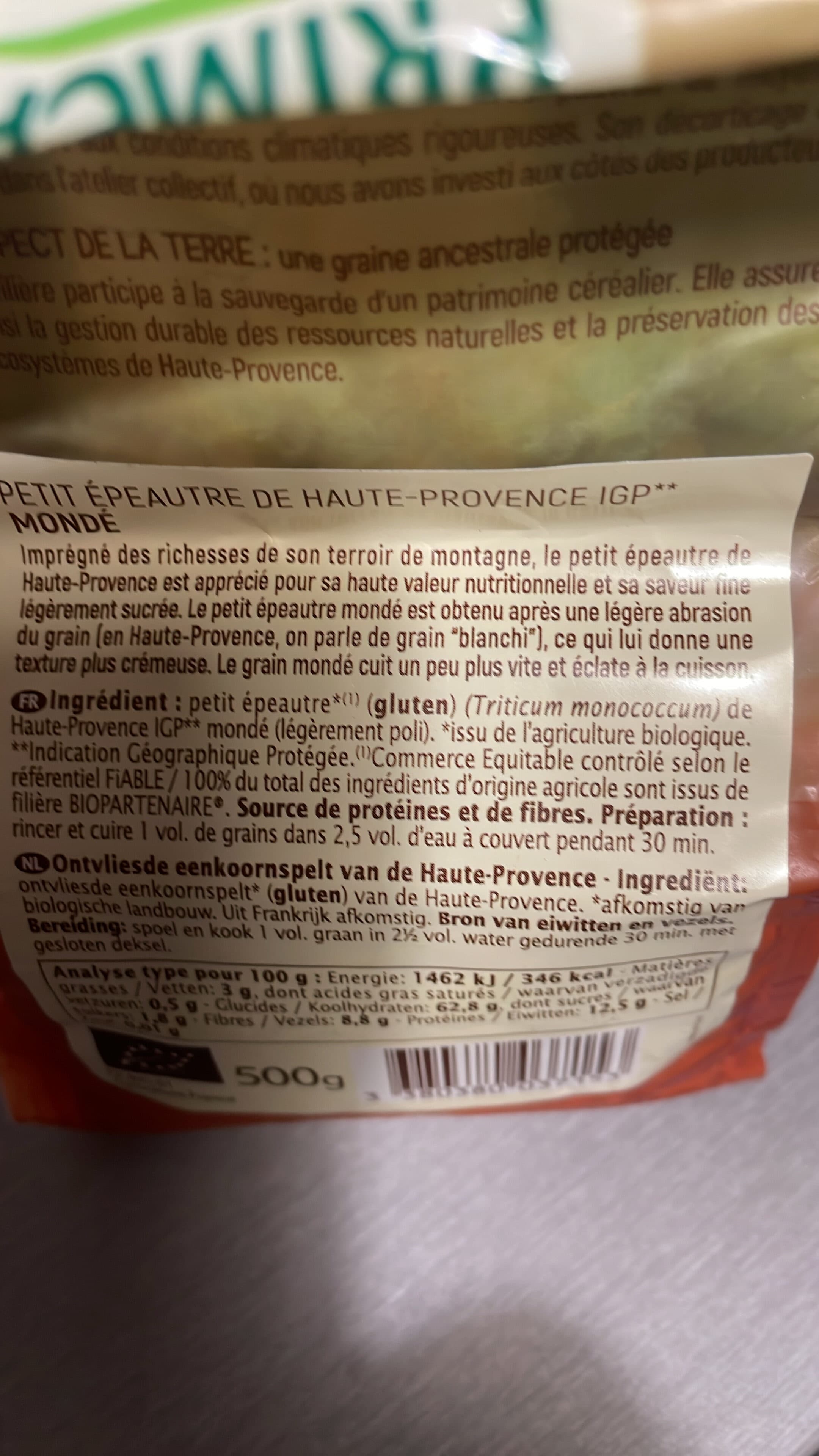 priméal Petit épeautre de haute provence mondé packshot