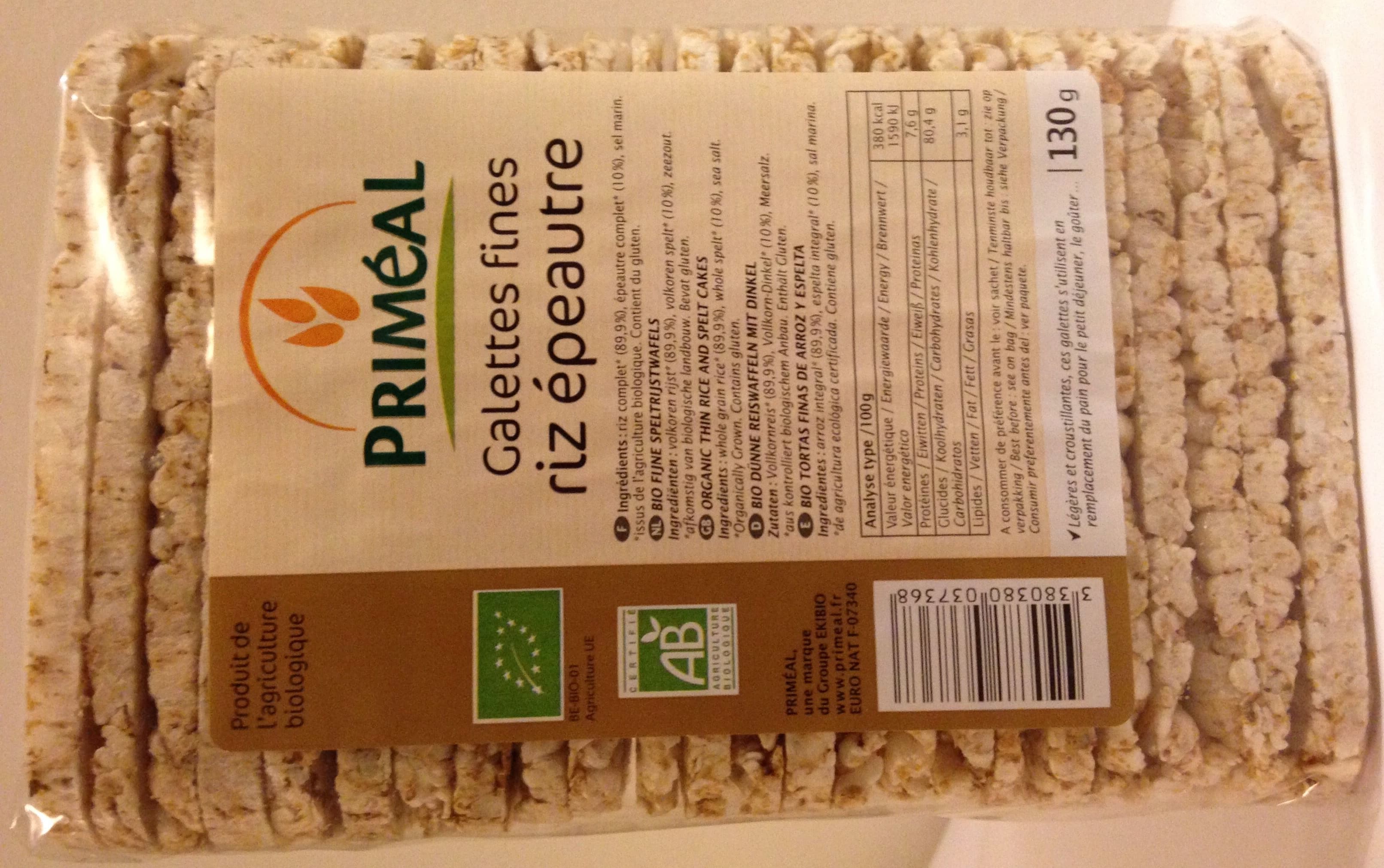 Priméal Galettes fines riz épeautre packshot