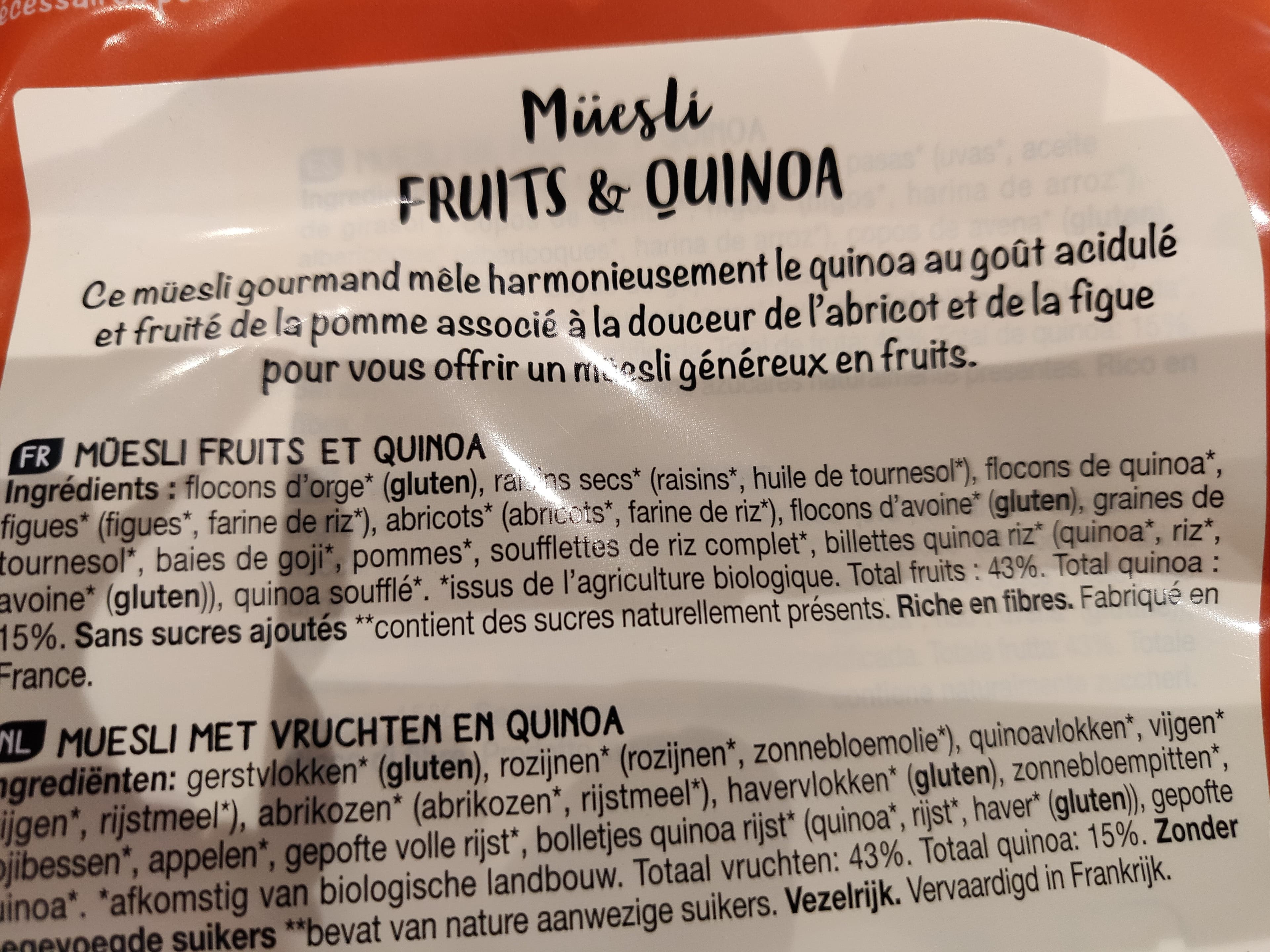 Primeal Muesli Au Quinoa Et Fruits packshot