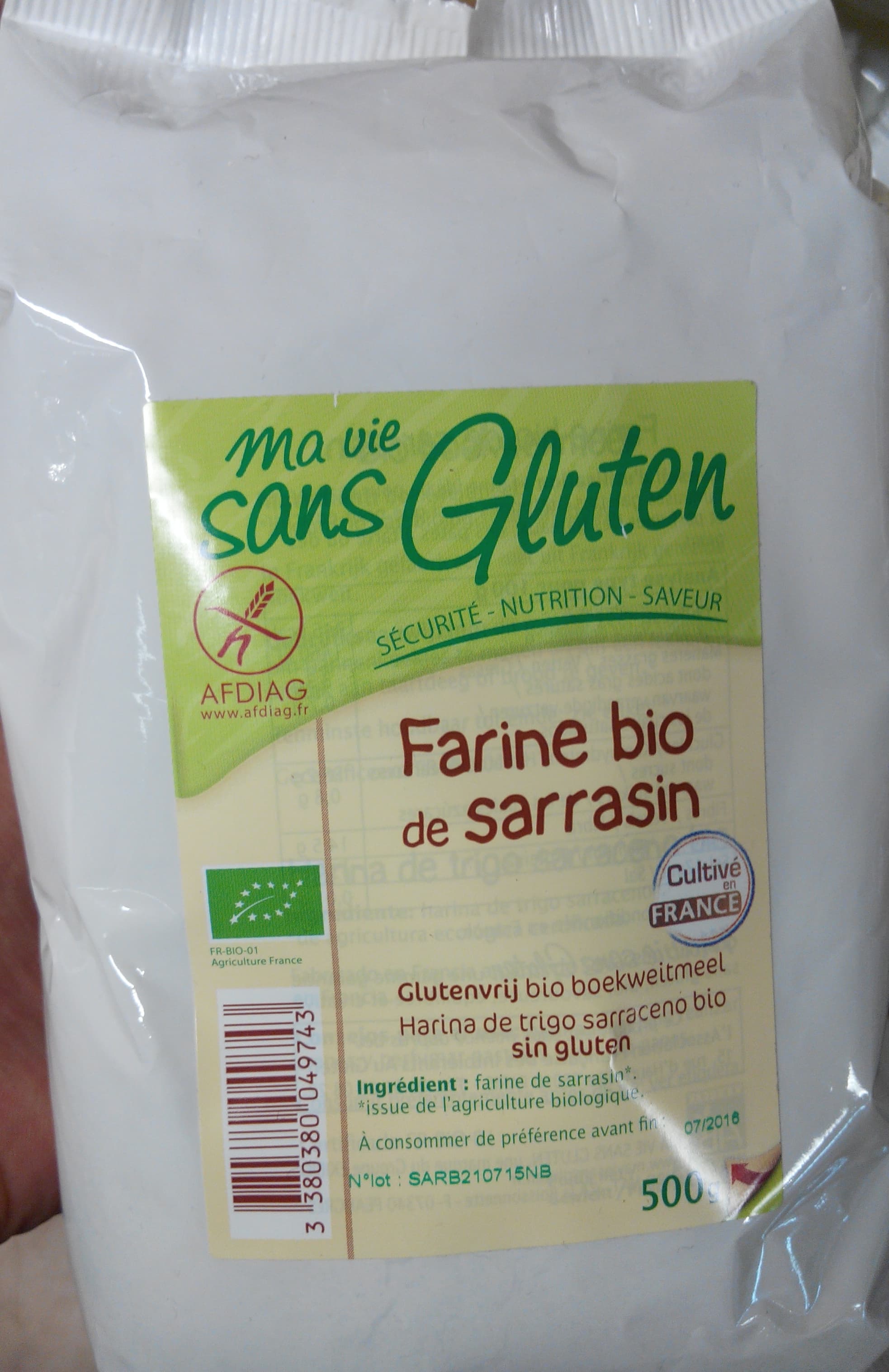 ma vie sans Gluten Farine bio de sarrasin packshot