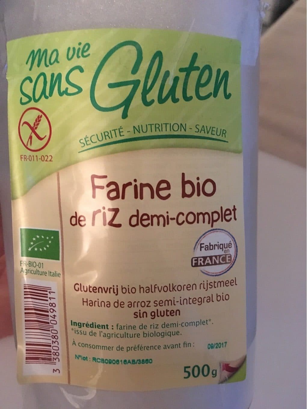 ma vie sans Gluten Farine bio de riz demi-complet packshot