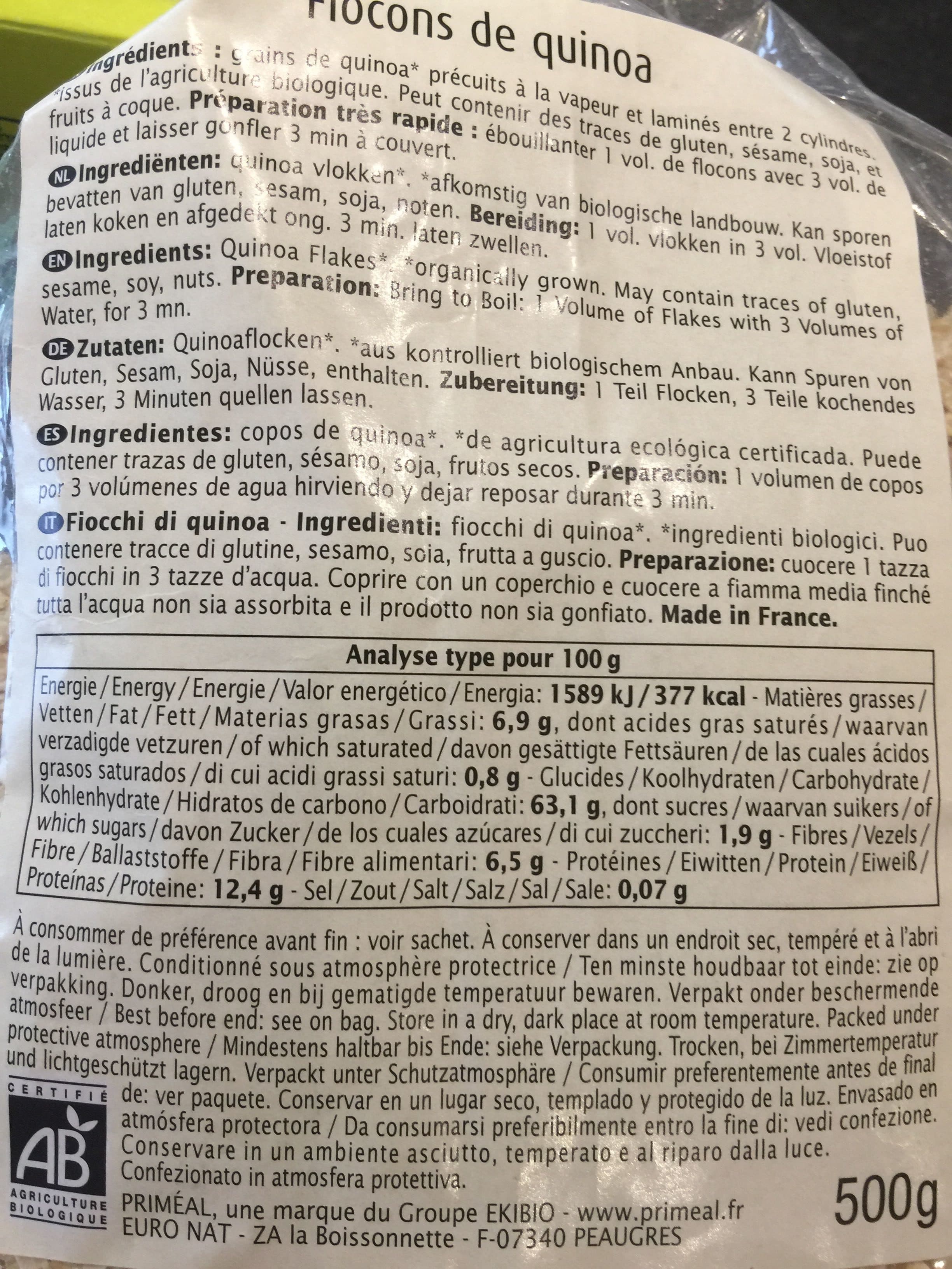 Primeal Quinoa Real Flakes packshot