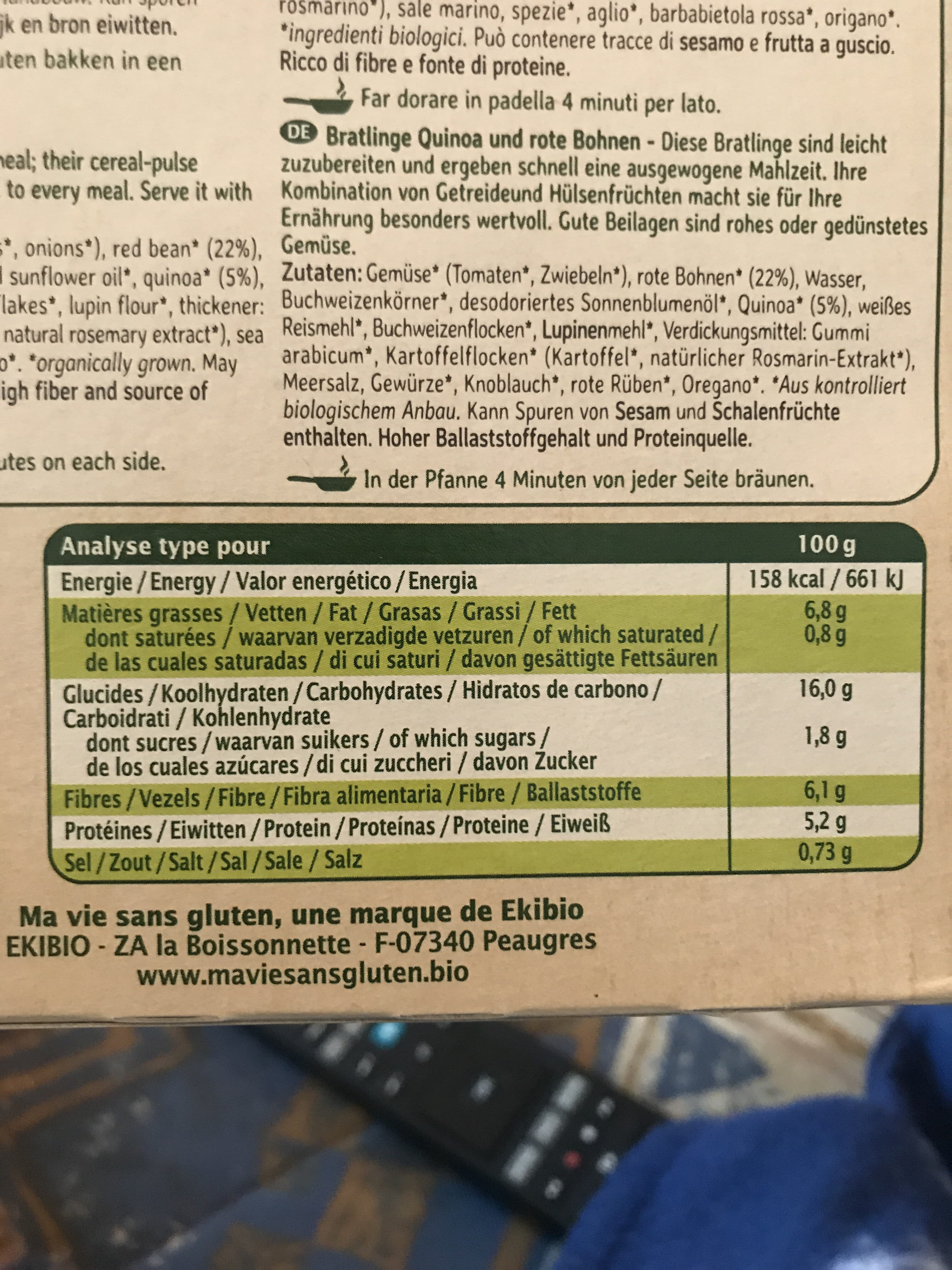 Ma vie sans gluten Galettes à Poêler Quinoa Haricot Rouge Bio packshot