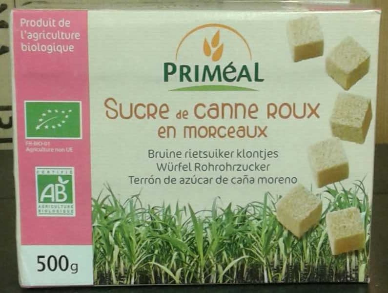 Priméal Sucre de canne roux en morceaux packshot
