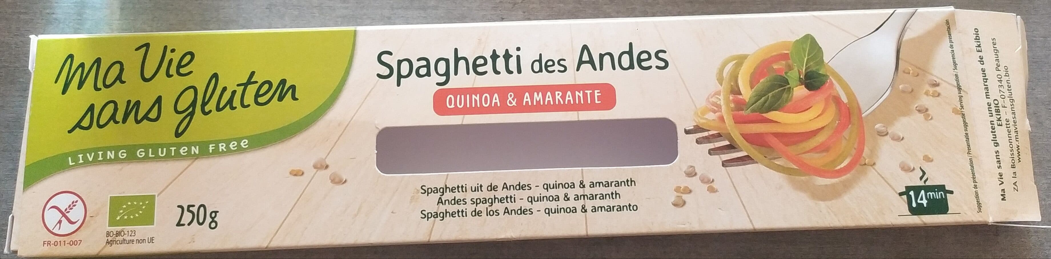Ma vie sans gluten Spaghetti Des Andes 3 Céréales Bio - 250 G - Ma Vie Sans Gluten packshot