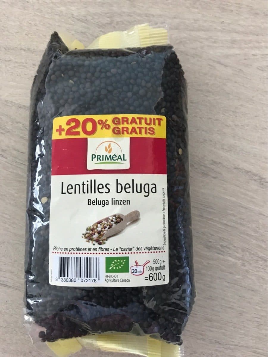 Priméal Lentilles Beluga 500G +20%=600G packshot