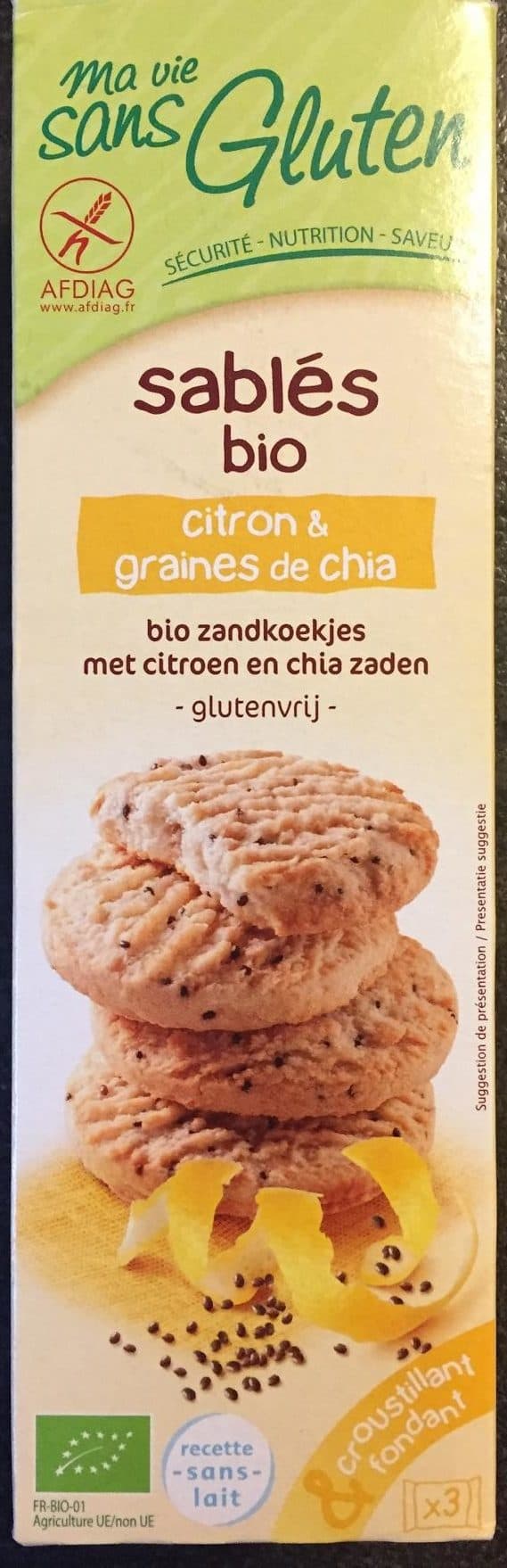 Ma vie sans gluten Sablés Citron & Graines De Chia Bio packshot