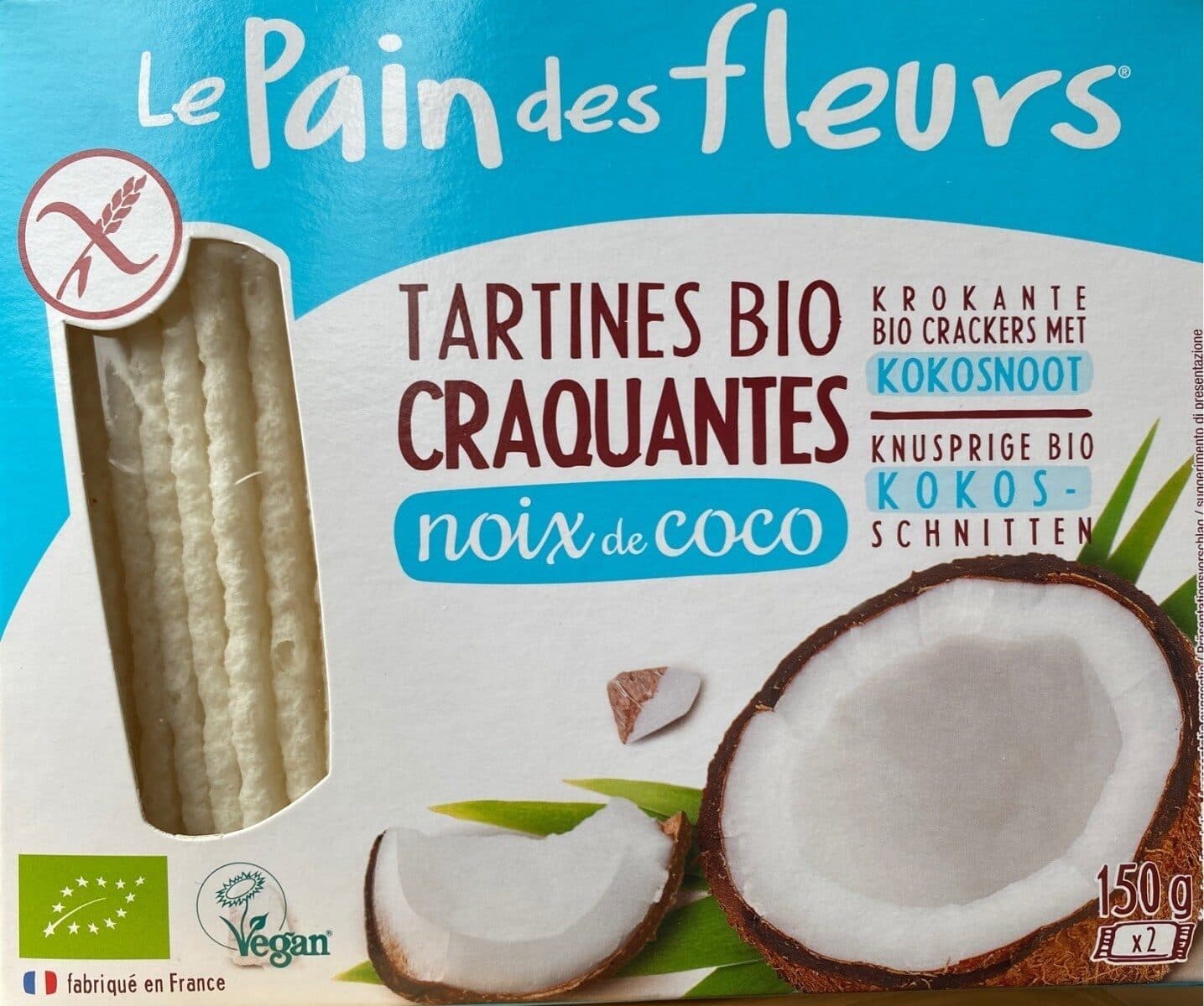 Le pain des fleurs Tartines bio craquante au noix de Coco packshot