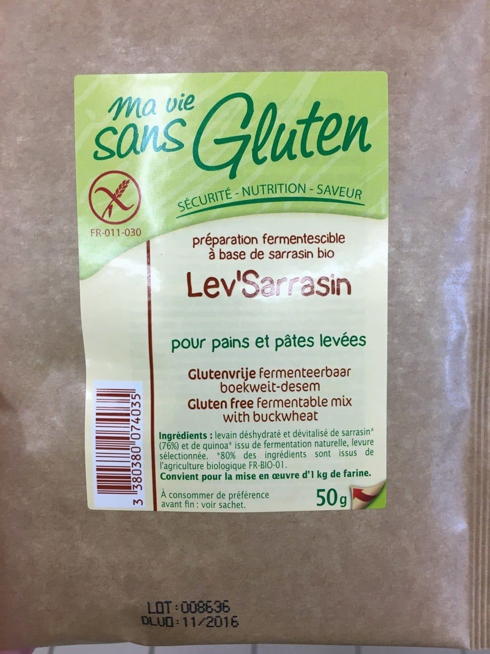Ma vie sans gluten Lev'sarrasin - 50 G - Ma Vie Sans Gluten packshot