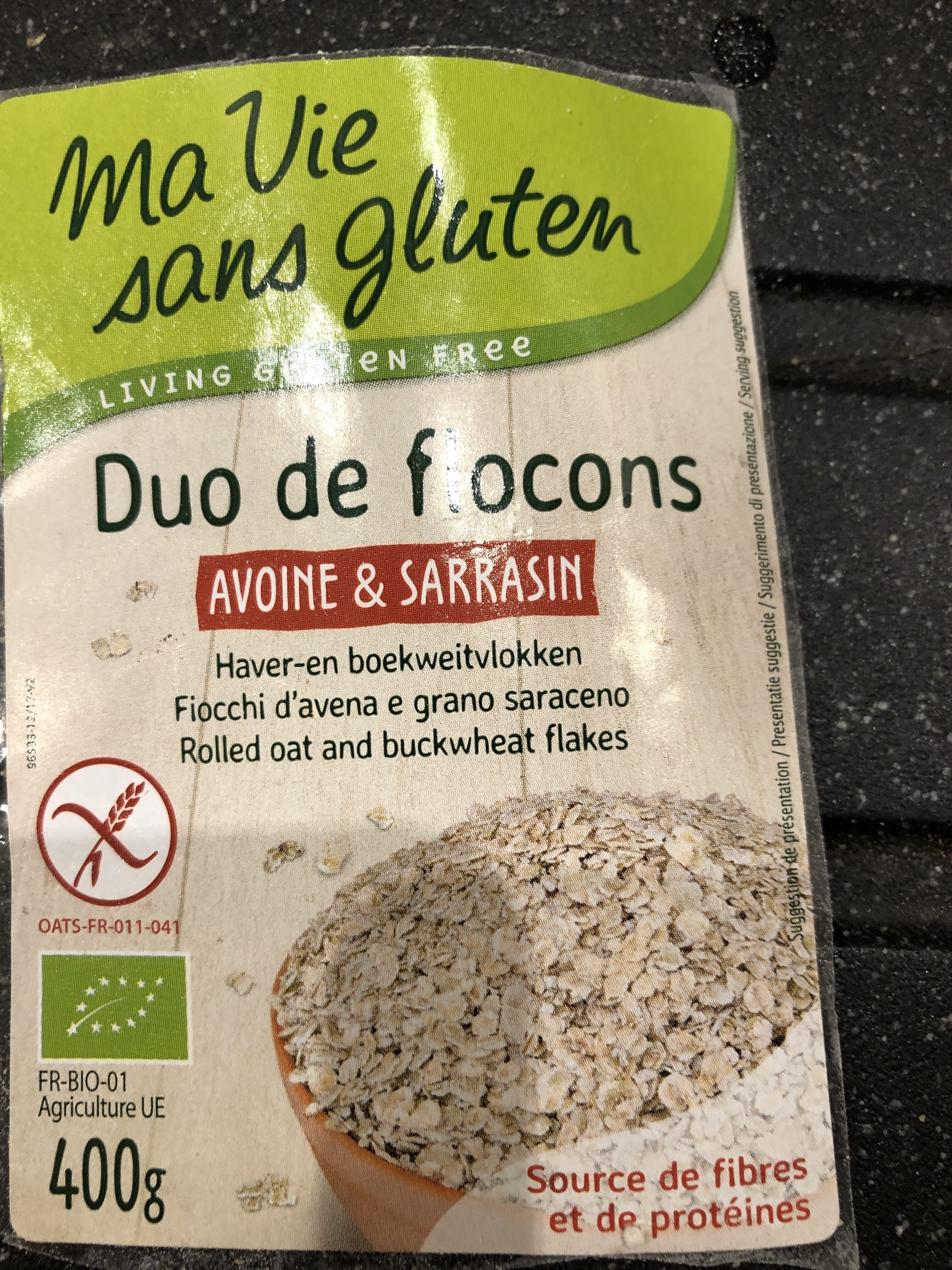 Ma vie sans gluten Duo De Flocons Avoine & Sarrasin Bio - 400 G - Ma Vie Sans Gluten packshot