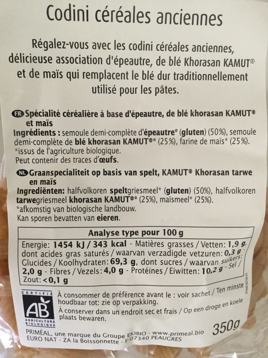 Primeal Codini De Cereales Anciennes packshot