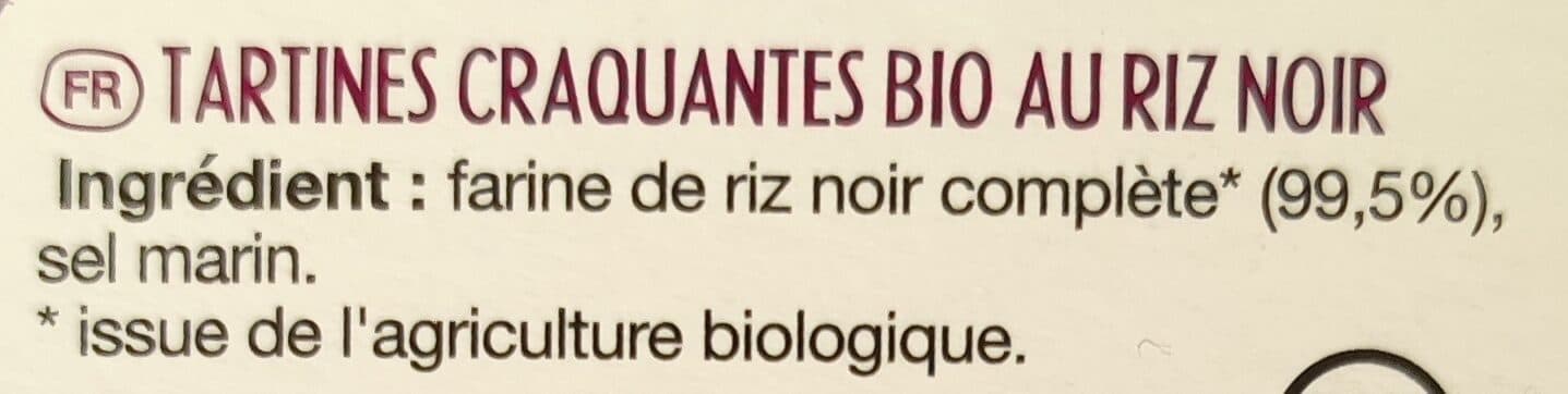 Le Pain des fleurs Tartines Craquantes Au Riz Noir Bio sans gluten packshot