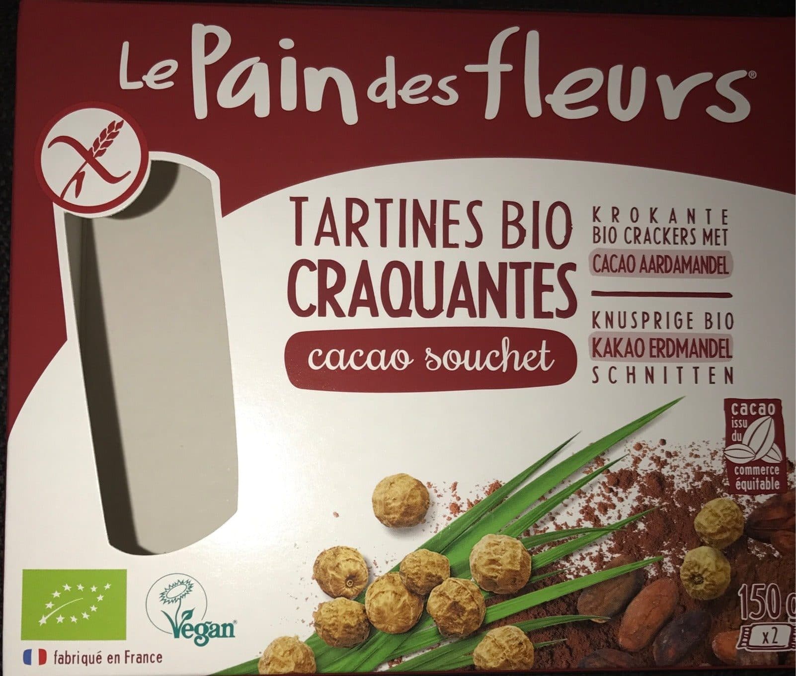 Le Pain Des Fleurs Tartines bio craquantes cacao packshot