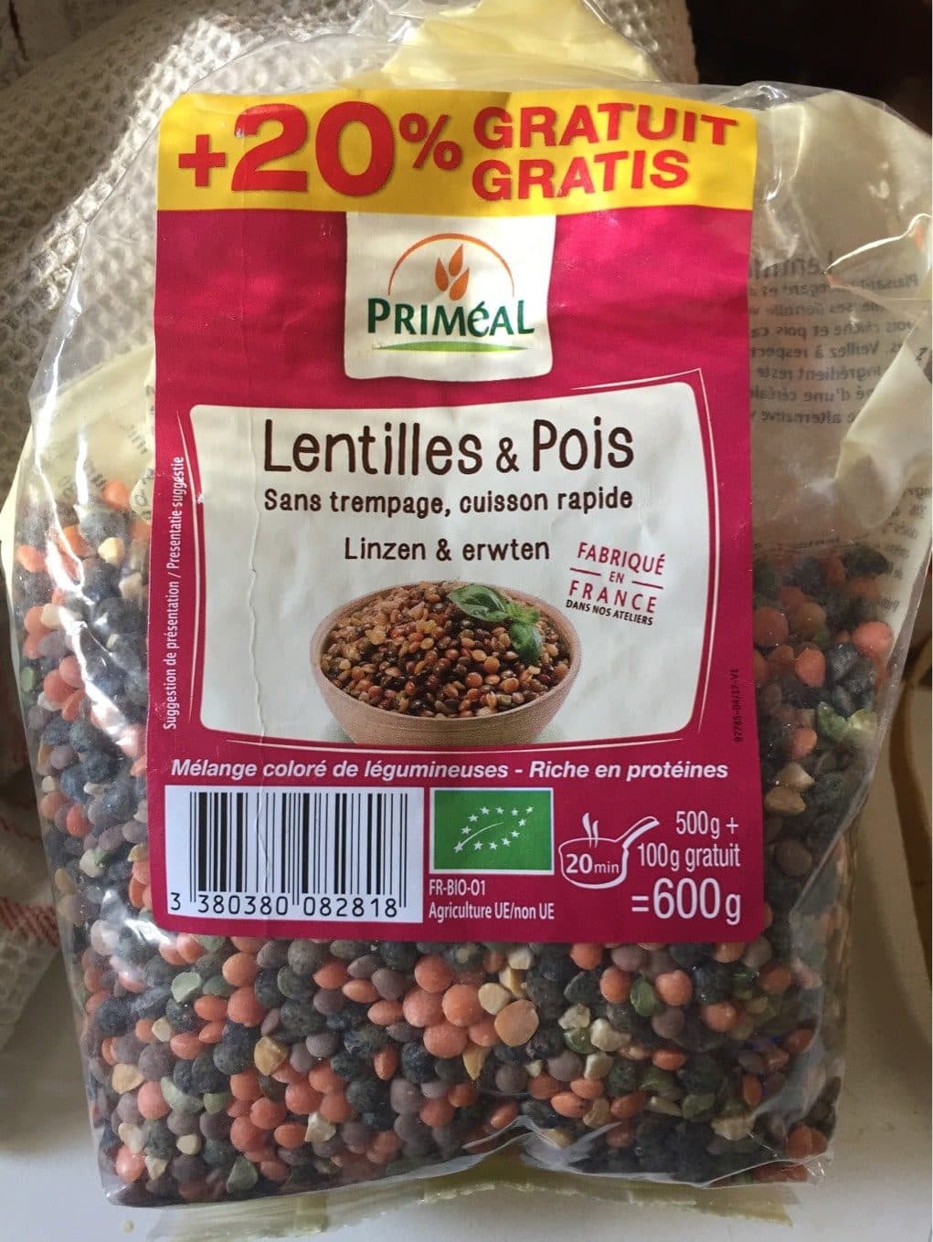 Primeal Lentille et pois packshot