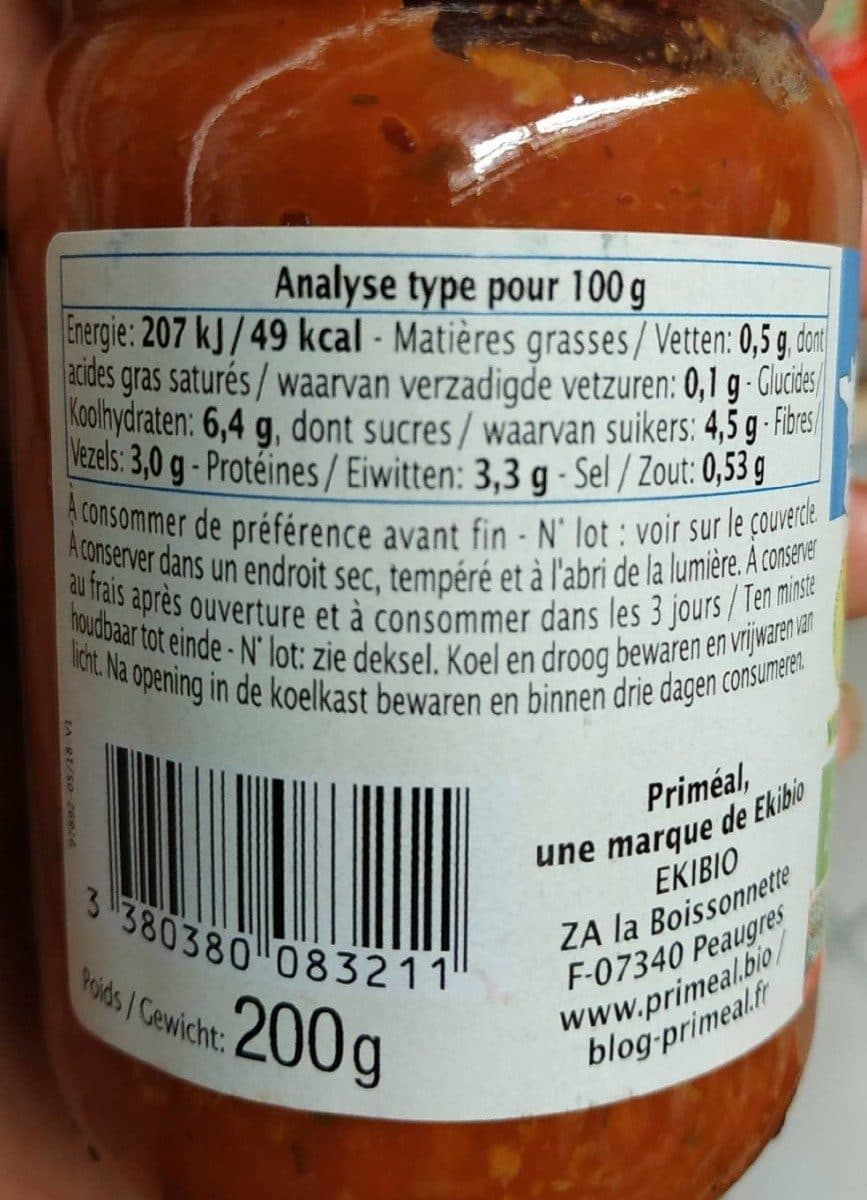 Priméal Sauce tomate végétale bolognaise packshot