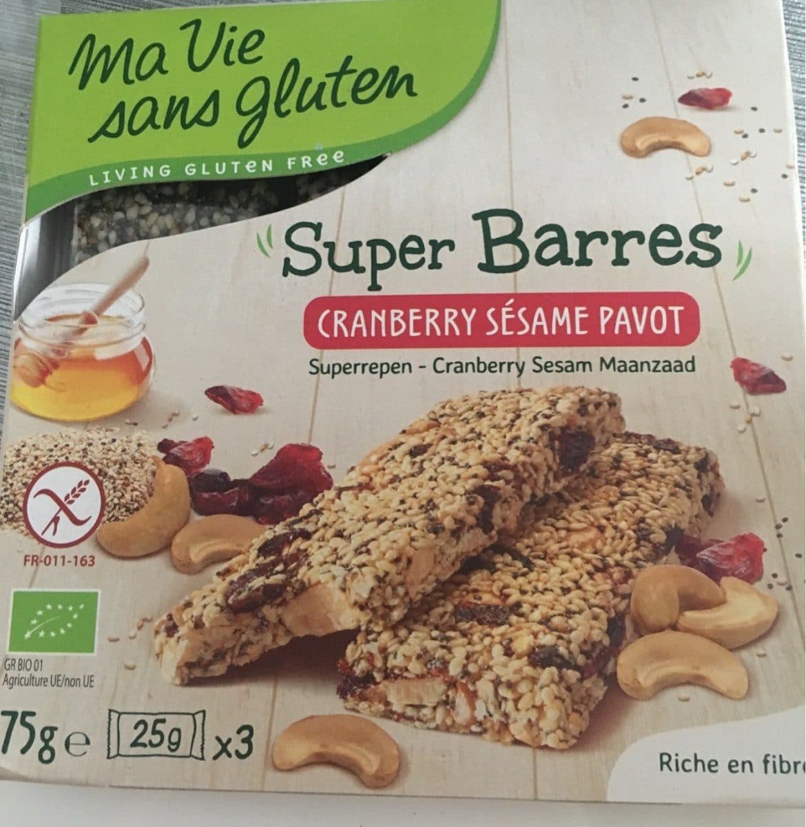 Ma Vie sans Gluten Super barre cranberry sesame pavot packshot