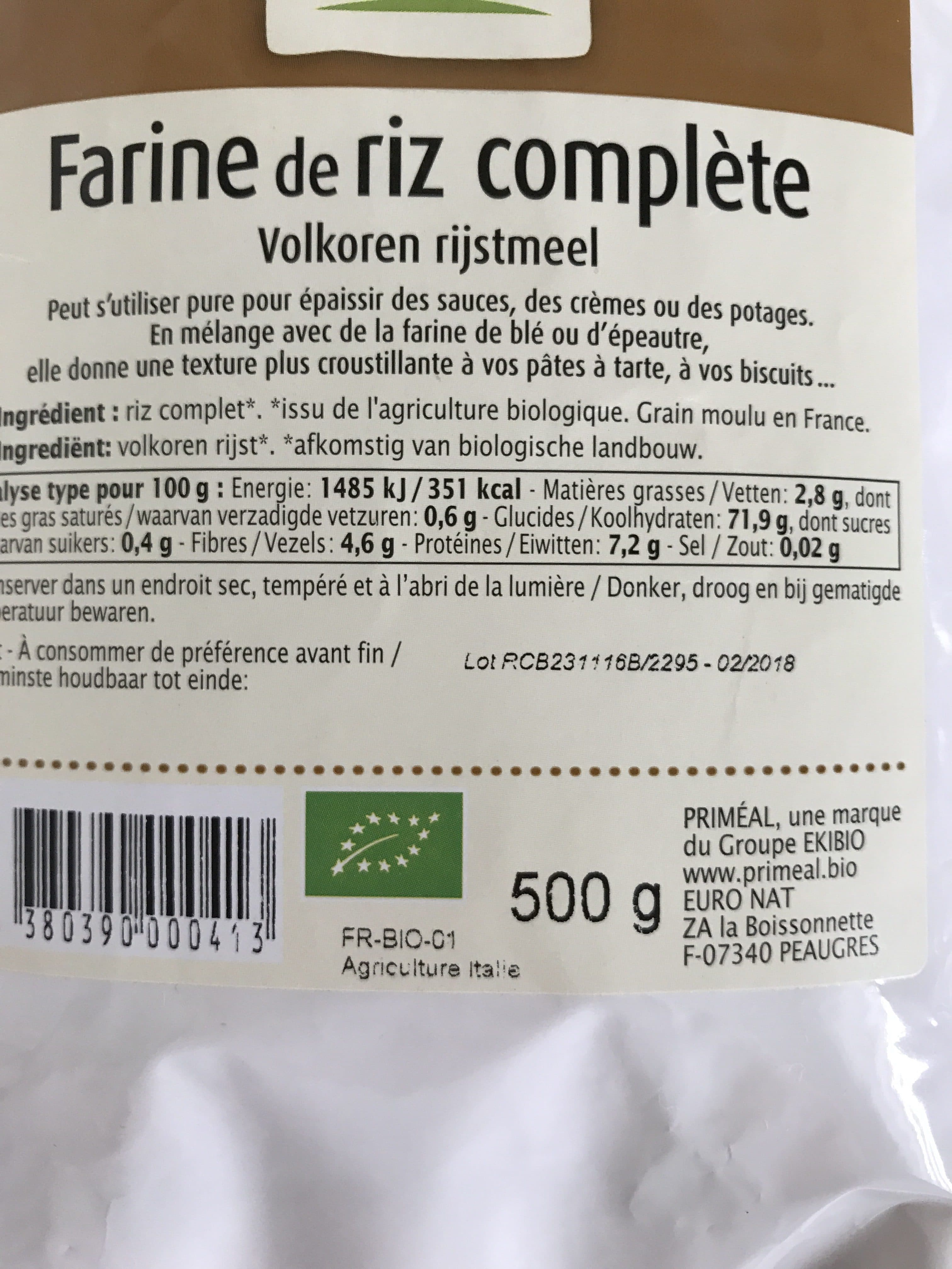 Primeal Farine de riz complète packshot