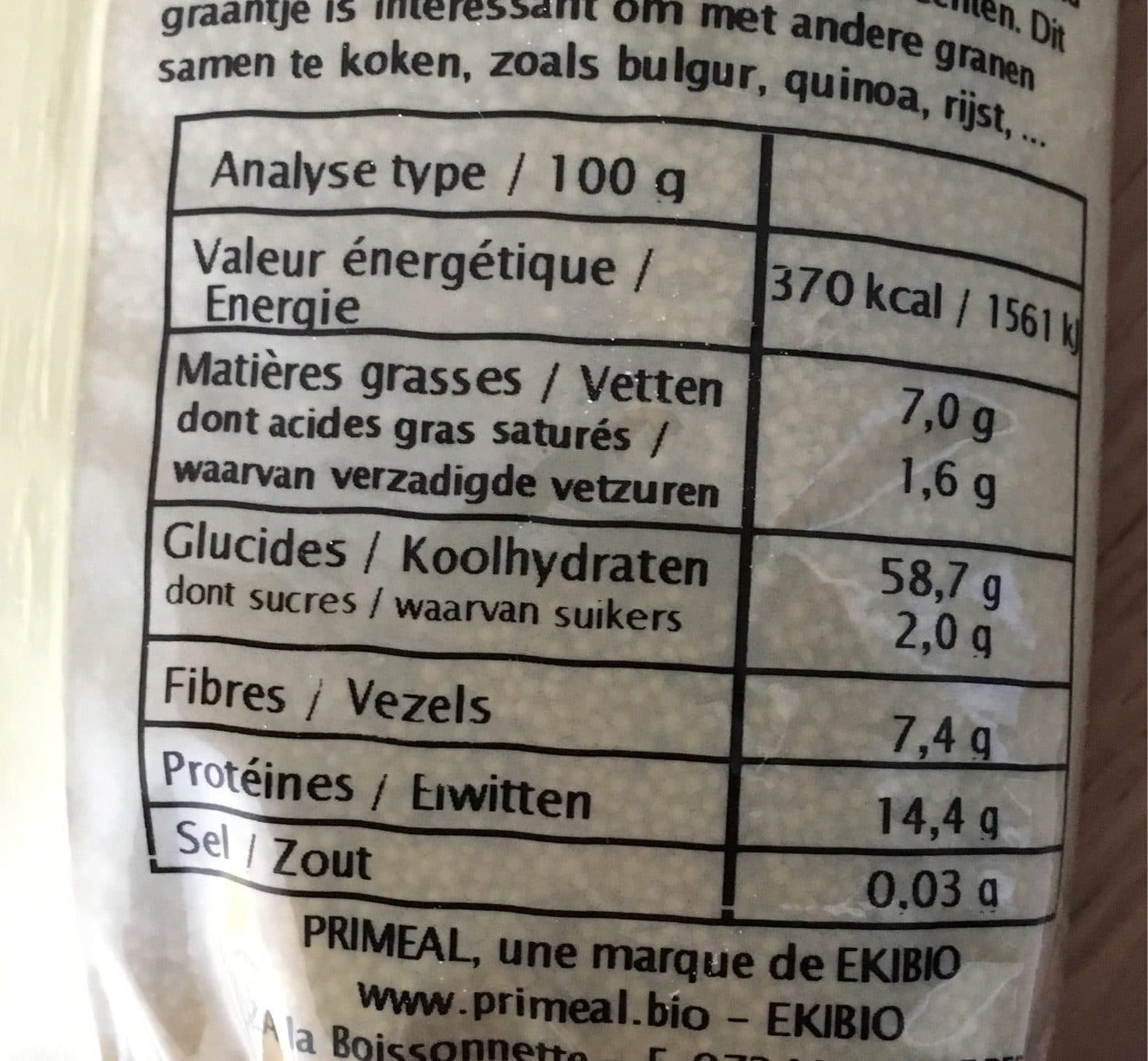 Primeal Amarante Bio packshot