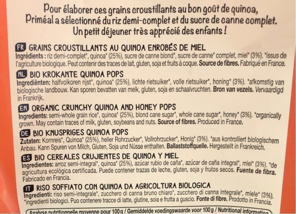 Primeal Picatos - Grains soufflés quinoa bio packshot